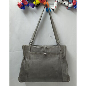 HOBO The Original Gray Leather Double Handles Satchel Shoulder Bag